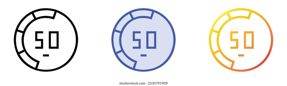 speedometer icon. Linear, Blue Fill and Gradient Style Design Isolated On White Background