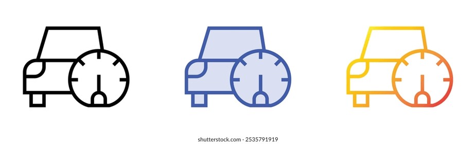 speedometer icon. Linear, Blue Fill and Gradient Style Design Isolated On White Background