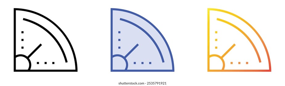 speedometer icon. Linear, Blue Fill and Gradient Style Design Isolated On White Background