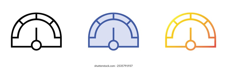 speedometer icon. Linear, Blue Fill and Gradient Style Design Isolated On White Background