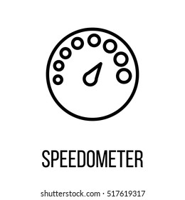 Speedometer icon or logo in modern line style. High quality black outline pictogram for web site design and mobile apps. Vector illustration on a white background.