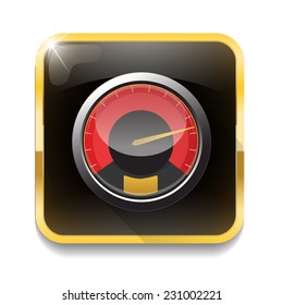 speedometer icon With long shadow over app button
