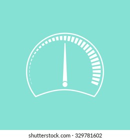 Speedometer  icon  on green background. Vector illustration.
