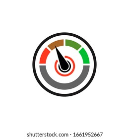 Icono del velocímetro sobre fondo blanco. Colorido Info-gráfico. Vector