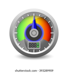 Speedometer icon. Speedometer on a white background. Speedometer symbol. Vector Illustration