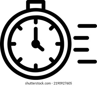 Speedometer Icon With Outline Style, Time Management Sign And Symbol Isolated On White Background