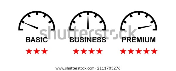 Speedometer icon rating indicators.\
Speedometer rating meter. Manometers vector set .Rating meter\
concept vector\
illustration.
