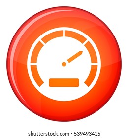 Speedometer icon in red circle isolated on white background vector illustration