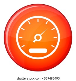 Speedometer icon in red circle isolated on white background vector illustration