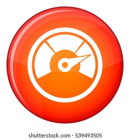 Speedometer icon in red circle isolated on white background vector illustration
