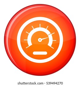 Speedometer icon in red circle isolated on white background vector illustration