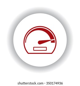 speedometer icon, red isolated white background