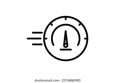 Icono del velocímetro. en el diálogo principal. adecuado para sitio web, aplicación, interfaces de usuario, imprimible, etc. Estilo de icono de línea. Diseño de vector simple editable