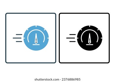 Speedometer icon. icon related to speed. suitable for web site, app, user interfaces, printable etc. Solid icon style. Simple vector design editable