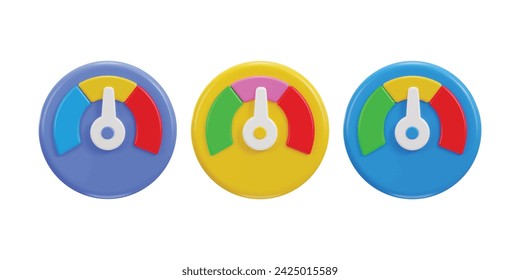 Speedometer icon set 3d render