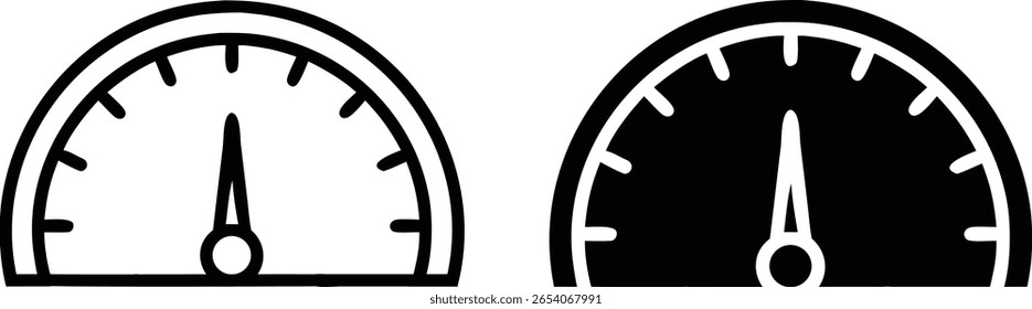 Speedometer Icon Set Black White Outline Silhouette Vector Gauge Dashboard Meter Illustration