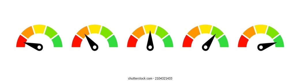 Geschwindigkeitsmesser-Icon-Set. Zählersammlung zur Kundenzufriedenheit. Vektorgrafik auf isoliertem Hintergrund. EPS10.