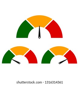 Speedometer icon set. Gauge or meter sign. Infographics design element. Vector illustration.