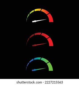 Speedometer icon set logo template gradient color. Speed meter. Fast and slow. Temperature scale icon