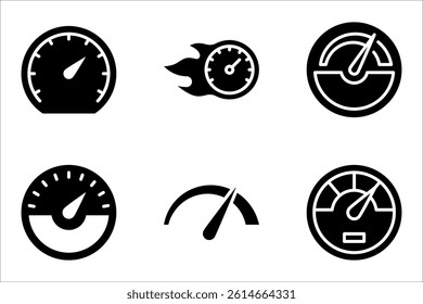 Speedometer icon set. Miles per hour. Speed control. Acceleration indicator. vector illustration on white background.