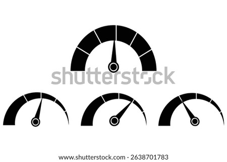 speedometer icon set. speedometer, tachometer, pressure, fuel and temperature meters for dashboards.