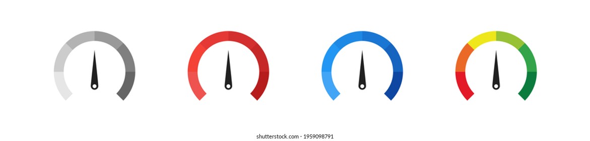 Speedometer icon set. Vector illustration. Car auto dashboard symbol collection on white background.