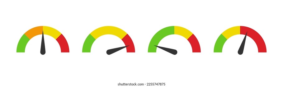 Juego de iconos del velocímetro. Ilustración vectorial.