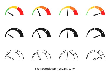 speedometer icon set vector illustration isolated on white background.
