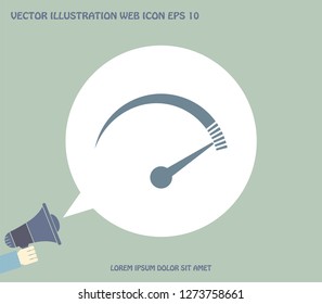 Speedometer icon or sign with arrow