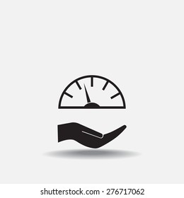 Speedometer icon or sign with arrow