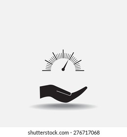 Speedometer icon or sign with arrow