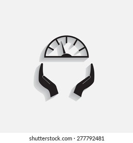 Speedometer icon or sign with arrow