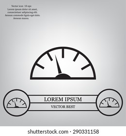 Speedometer icon or sign with arrow