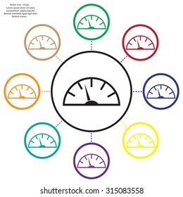 Speedometer icon or sign with arrow