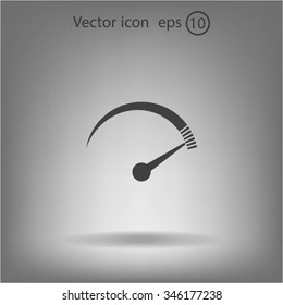 Speedometer icon or sign with arrow