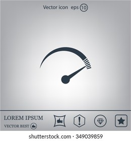 Speedometer icon or sign with arrow
