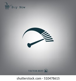Speedometer icon or sign with arrow