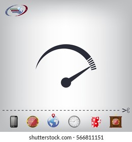 Speedometer icon or sign with arrow