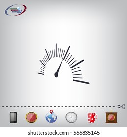 Speedometer icon or sign with arrow