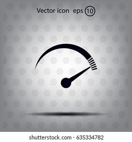 Speedometer icon or sign with arrow