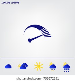 Speedometer icon or sign with arrow