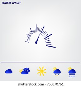 Speedometer icon or sign with arrow