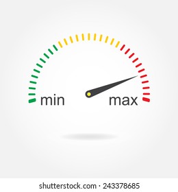 Speedometer Icon Or Sign With Arrow. Colorful Infographic Gauge Element. Vector Illustration. 