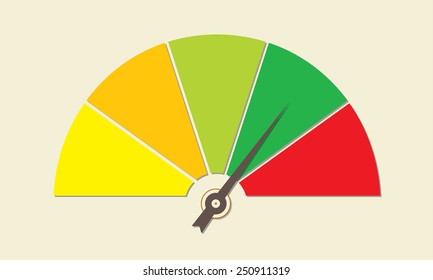 Speedometer icon or sign with arrow. Colorful Infographic gauge element. Vector illustration. 