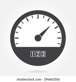 Speedometer icon or sign with arrow. Infographic gauge element. Vector illustration.