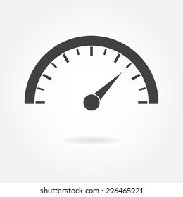 Speedometer icon or sign with arrow. Infographic gauge element. Vector illustration.