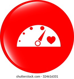 Speedometer icon or sign with arrow. Infographic gauge element. Vector symbol. tachometer isolated on white background