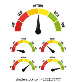 Speedometer icon or sign with arrow. Vector illustration.