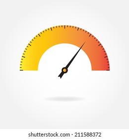 Speedometer icon or sign with arrow. Vector infographic element.