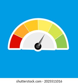 speedometer icon or sign of different colors with black arrow. Vector illustration. stock illustratio